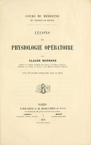 Cover of: Leçons de physiologie opératoire