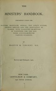 Cover of: The ministers' handbook by Marvin Richardson Vincent