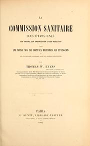 Cover of: La commission sanitaire des États-Unis by Thomas Wiltberger Evans