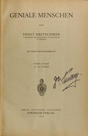 Cover of: Geniale Menschen by Ernst Kretschmer