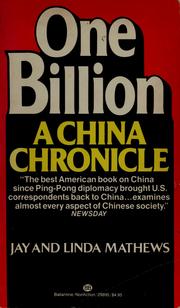 Cover of: One billion: a China chronicle