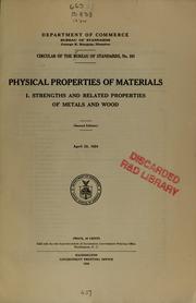 Cover of: Physical properties of materials: 1. Strengths and related properties of metals and wood