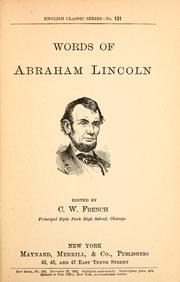 Cover of: Words of Abraham Lincoln
