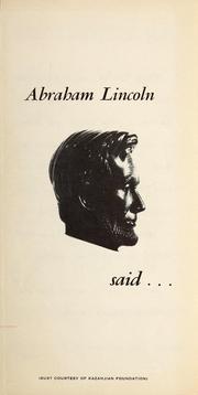 Cover of: Abraham Lincoln said