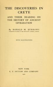 Cover of: The discoveries in Crete and their bearing on the history of ancient civilisation by Ronald Montagu Burrows