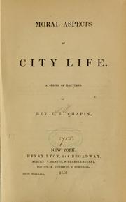 Cover of: Moral aspects of city life.