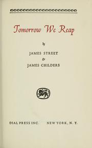 Cover of: Tomorrow we reap by Street, James H.