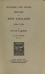 Cover of: Economic and social history of New England, 1620-1789