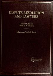 Cover of: Dispute resolution and lawyers