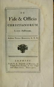 Cover of: De fide & officiis Christianorum: liber posthumus