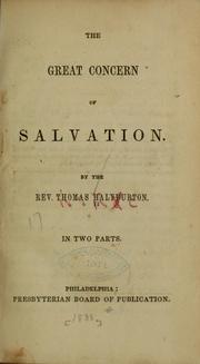 Cover of: The great concern of salvation by Thomas Halyburton