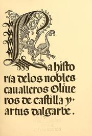 Cover of: Historia de los nobles caballeros Oliveros de Castilla y Artus Dalgarbe by 