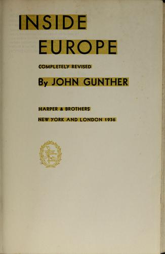 Inside Europe by John Gunther