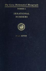 Cover of: Irrational numbers. by Ivan Morton Niven