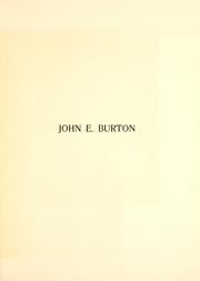 Cover of: John E. Burton