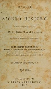 Cover of: Manual of sacred history: a guide to the understanding of the divine plan of salvation according to its historical development