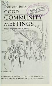 Cover of: You can have good community meetings
