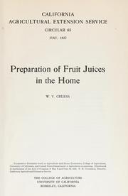 Cover of: Preparation of fruit juices in the home