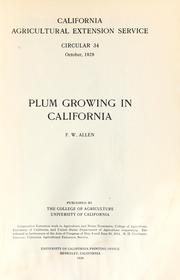 Cover of: Plum growing in California