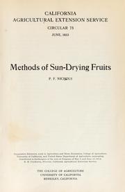 Cover of: Methods of sun-drying fruits by Paul Frothingham Nichols