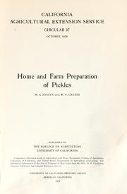 Cover of: Home and farm preparation of pickles