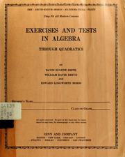 Cover of: Exercises and tests in intermediate algebra by David Eugene Smith