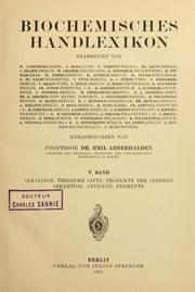Cover of: Biochemisches Handlexikon by Abderhalden, Emil