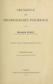 Cover of: Grundzüge der physiologischen Psychologie by Wilhelm Max Wundt