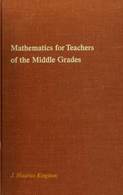 Cover of: Mathematics for teachers of the middle grades