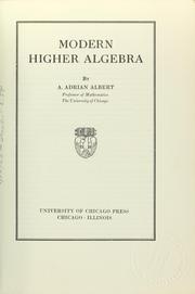 Cover of: Modern higher algebra by A. Adrian Albert