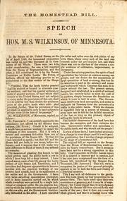 Cover of: Speech of Hon. M. S. Wilkinson, of Minnesota by Morton S. Wilkinson