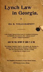Cover of: Lynch law in Georgia by Ida B. Wells-Barnett