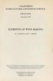 Cover of: Elements of wine making