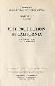 Cover of: Beef production in California