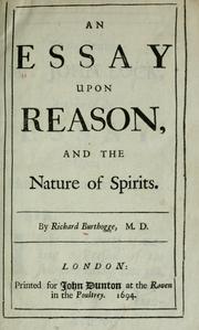 Cover of: An essay upon reason, and the nature of spirits