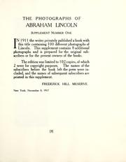 Cover of: The photographs of Abraham Lincoln: Supplement number one