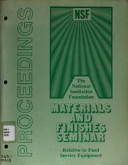 Cover of: Proceedings: Materials and Finishes Seminar, relative to food service equipment