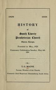 Cover of: History of South Liberty Presbyterian church by T. G. Macfie