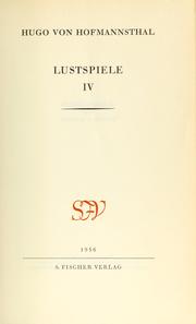 Cover of: Lustspiele by Hugo von Hofmannsthal