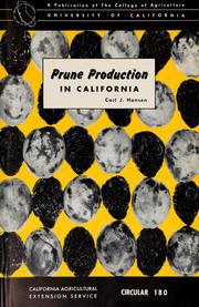 Cover of: Prune production in California
