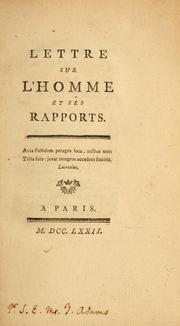 Cover of: Lettre sur l'homme et ses rapports