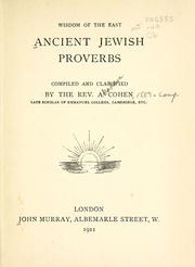 Cover of: Ancient Jewish proverbs by Cohen, A.