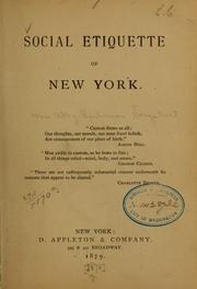 Cover of: Social etiquette of New York.