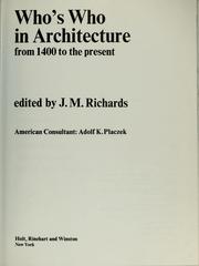 Cover of: Who's who in architecture by Richards, J. M. Sir