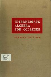 Cover of: Intermediate algebra for colleges