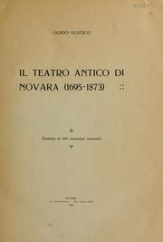 Cover of: Il teatro antico di Novara (1695-1873)