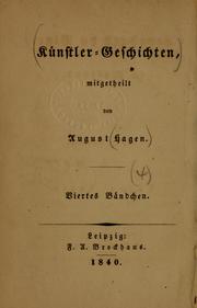 Cover of: Künstler-geschichten by Ernst August Hagen