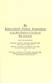 Cover of: A critical and exegetical commentary on the first epistle of St. Paul to the Corinthians by Robertson, Archibald