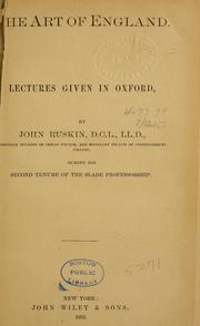 Cover of: The art of England: lectures given in Oxford