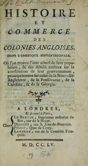 Cover of: Histoire et commerce des colonies angloises, dans l'Am©♭rique Septentrionale by Georges-Marie Butel-Dumont